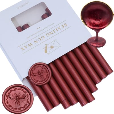 Atobpp Wax Seal Sticks, 10 stuks, lijmpistool, afdichting, waxsticks, voor was-zegelstempels, letters, waxzegelsticks voor 0,43 inch lijmpistool, wax-sealsticks (New bordeaux)