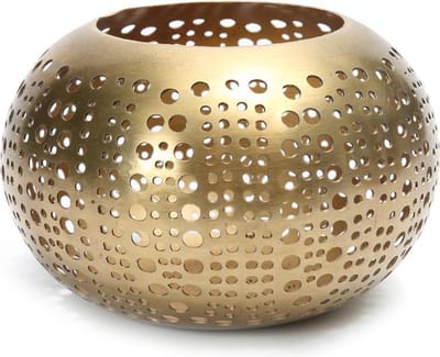 De Polka Stippen Kaarshouder - Goud - M
