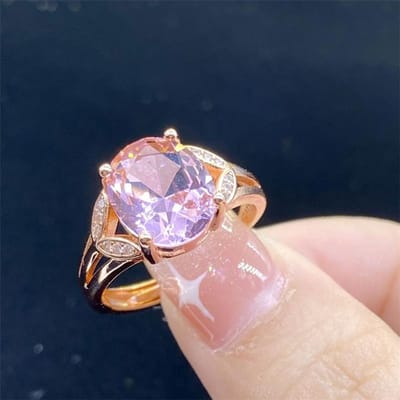 POMOiii Roze Modieuze Eenvoudige Zirkoon Ring Voor Vrouwen Dames Meisje Sieraden Feestcadeau Met Watervorm Steen Bruiloft Feestcadeau Adjustable Opening