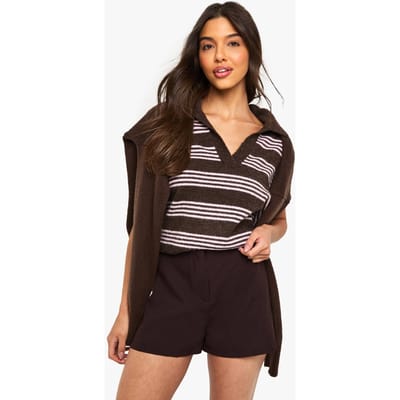 boohoo Dames Op maat gemaakte mini shorts | Chocoladebruin | Maat: 44