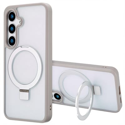 Accezz Hoesje - Geschikt voor Samsung Galaxy S24 Plus - Ring Stand Backcover met Magnetische Ring - Grijs