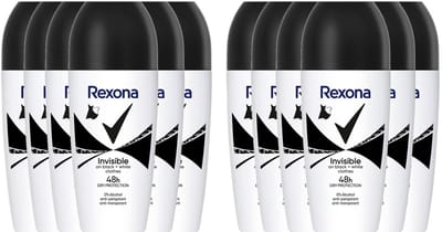 Rexona Deo Roller– Invisible Black & White - Voordeelverpakking 12 x 50 ml