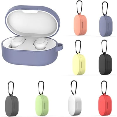 Oortelefoonhoes met Sleutelhanger Schokbestendige Beschermende Siliconen Hoes voor Xiaomi Redmi Airdots Hoes lavendel