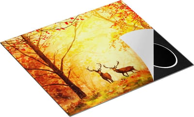 Chefcare Inductie Beschermer Getekende Herten in het Bos - Herfst - 60x50 cm - Afdekplaat Inductie - Kookplaat Beschermer - Inductie Mat