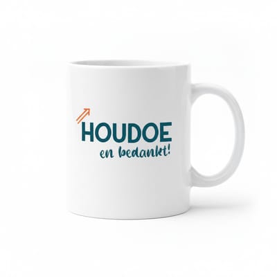 Houdoe en Bedankt Mok – Brabantse Afscheid Tekst Koffiemok – 330 ml Keramische Mok