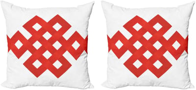 ABAKUHAUS Kussenhoezen 2x40x40 – Rood-Wit, Dubbelzijdig bedrukt, Rits