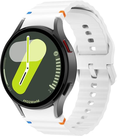 Stravo Samsung Galaxy Watch Bandje – Siliconen Wave Sportbandje – Geschikt voor Galaxy Watch 7 (40/44mm) / 6 (Classic) / 5 (Pro) / 4 (Classic) – 20mm Horlogeband – Wit