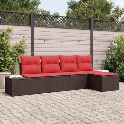 vidaXL Tuin Sofa Set 5 st Bruin poly rattan