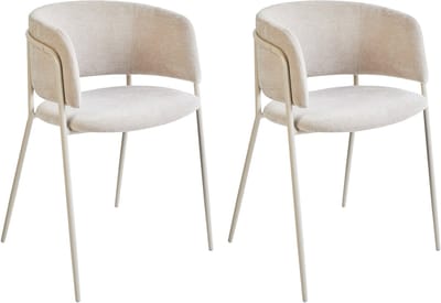 SPRINGER - Eetkamerstoel set van 2 - Lichtbeige - Chenille