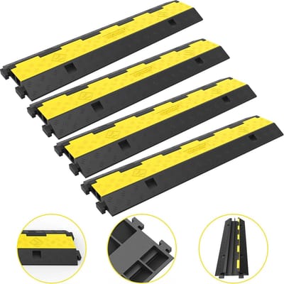 Mila Shop 4 x Kabelbeschermer - Kabelgoot - Kabelorganiser - Kabeldrempel - Kabelbrug - 2 Kanalen - Antislip