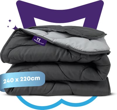 Slaapspeciaal Zomerdekbed - eazydekbed ® Series Antraciet/Grijs - Dekbed zonder overtrek | 240x220 cm - Hoesloos dekbed - Bedrukt dekbed zonder overtrek - Dekbed in kleur - Gekleurd dekbed - Lits Jumeaux Dekbed
