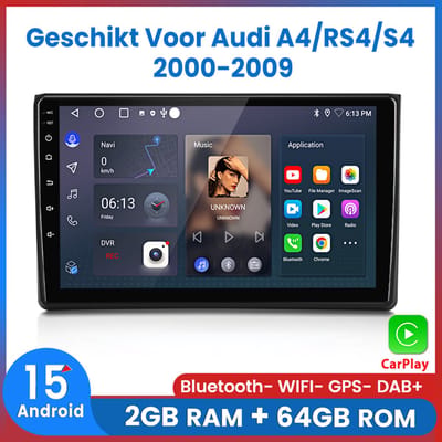 Awesafe Geschikt Voor Audi A4/RS4/S4 2000 t/m 2009 Autoradio - Met navigatie GPS - 2GB+64GB - Bluetooth WIFI - Apple Carplay & Android auto - Radio scherm - 2000 2001 2002 2003 2004 2005 2006 2007 2008 2009