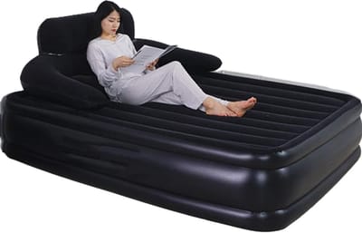 Luchtbed met Pum - Opblaasbaar Matras - Kamperen en Reizen - Ingebouwde Stroomopslag - 203x152x43CM - Zwart
