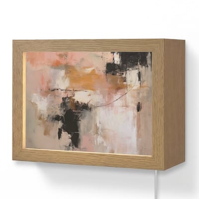 Wandlamp 20x15 cm - Oplaadbaar - Kunst - Abstract - Beige - Verf - Wandlampen binnen woonkamer - Slaapkamer lamp met kabel - Decoratieve nachtlamp - Vloerlamp snoer