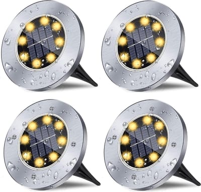 GardenXL Tuinverlichting op Zonne Energie - Grondspots - Solar Tuinverlichting - Buitenverlichting - Lampen voor Buiten - Pad Verlichting - Waterdicht - 8 LEDS - Set van 4 Stuks