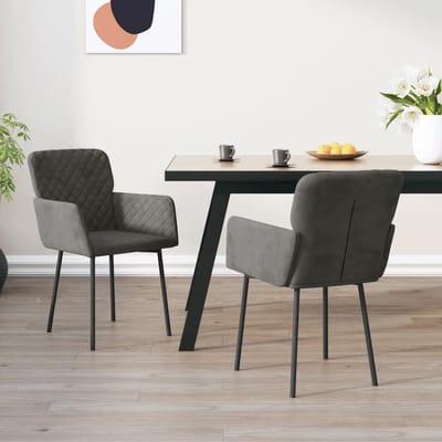 vidaXL - Eetkamerstoelen - 2 - st - fluweel - donkergrijs