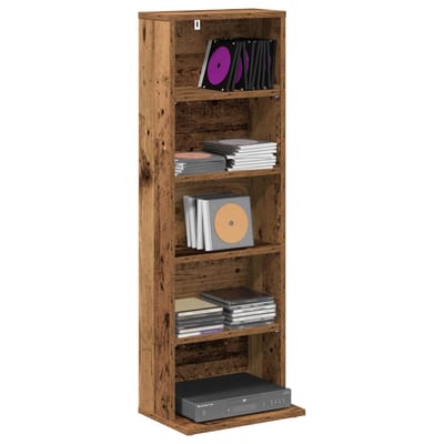 vidaXL - CD - Kast - Eikenhout - 33 - x - 23,5 - x - 97,5 - cm - Bewerkt - hout
