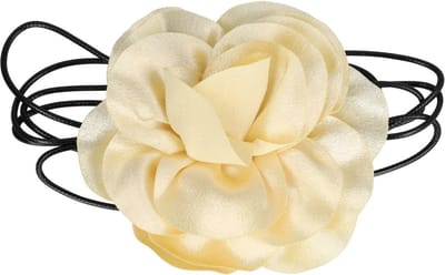 Haarsoires Haarband Bloem - Veter - Striklint - Creme - Haaraccessoire met Bloemen - Bloemenaccessoire voor Dames & Meisjes