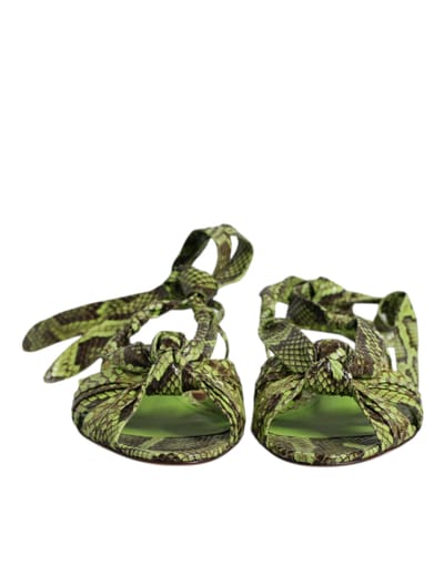 Dolce & Gabbana Groene Dierenprint Enkelband Sandalen Schoenen