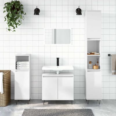 vidaXL - Badkamerkast - 58x33x60 - cm - bewerkt - hout - hoogglans - wit