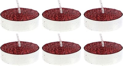 Ongedoelde lovertjes Platte kaars kaars - Set van 6 stuks - Plastic - Rood - Rouge - SILUMEN