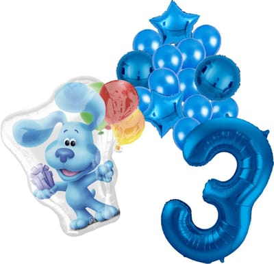 Blue's Clues ballonnen pakket - 60x63cm - Folie Ballon - 3 jaar - Themafeest - Verjaardag - Ballonnen - Versiering - Helium ballon