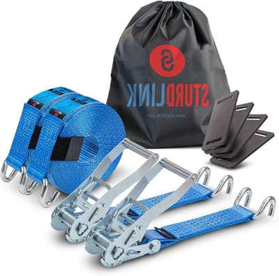 Sjorband met Ratel - Spanbanden set - Lading Zekeren - Dubbele Haak - 2x 9m - Blauw