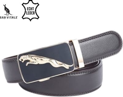 San Vitale® - Jaguar Lederen Bruine Riem - Runderleer - Automatische gesp - Eenvoudig in te korten - Jaguar - Bruin