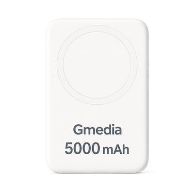 Gmedia Powerbank 5000 mAh – Wit – Compacte Draadloze Magnetische Oplader – Veilig & Lichtgewicht - Noodpakket - Geschikt voor MagSafe - wit