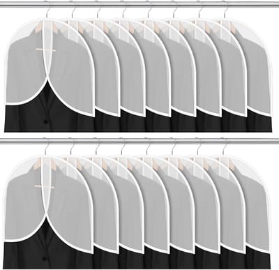 Daity Set van 16 - Schouderhoezen voor kledinghangers - stoffen stofhoezen voor kledingkasten - plastic hangerhoezen voor T-shirts - pakken - jassen - jurken (60*45 cm)