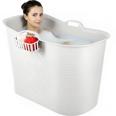 Bath Bucket® - Wit - 185L - Mobiele Badkuip - Zitbad - Ligbad - IJsbad - Ice Bath - Incl. Slurfje en Kraantje