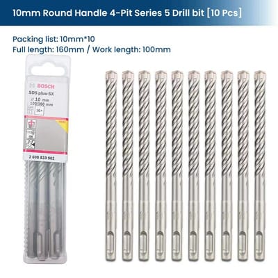 Bosch SDS Plus hamerborensets voor betondiameter 6-12 mm boorhameraccessoires met ronde handgreep