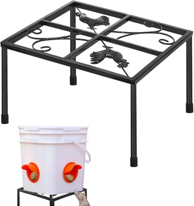 Voerbak Houder - Kippen Accessoire - Dieren Voeren - Stabiele Constructie - 30 cm - Zwart