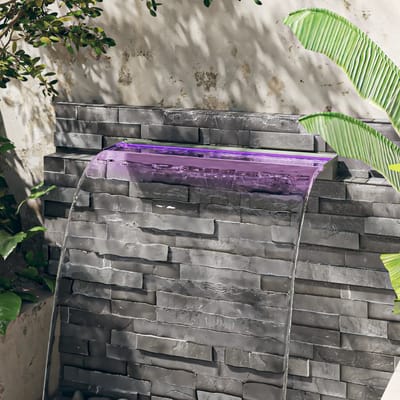 vidaXL - Watervaloverlaat - met - RGB - LED's - 90 - cm - roestvrij - staal
