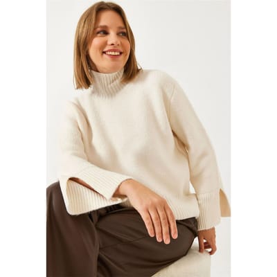 Turtleneck Relaxed Fit Trui met Splitdetail