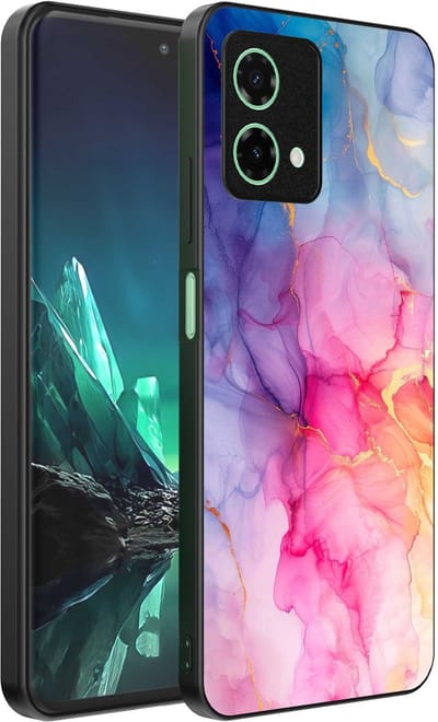 Geschikt voor Motorola Edge 40 Neo Telefoonhoesje met marmeropdruk - TPU backcover case marble design - Regenboog - Smartphonica geschikt voor Motorola Edge 40 Neo