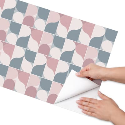 Coloray Meubel Wrap Folie - Roze Meubelfolie - 50x100 cm - Wrapfolie Keuken Geometrische pasteltinten - Decoratiefolie - Geometrische Meubelfolie - Meubel Wrap Folie - Woonkamer decoratie - Achtergronden en patronen