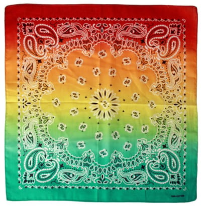 Bandana met kleurverloop rood/geel/groen 56 x 56 cm
