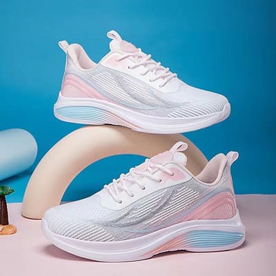 Vliegend Geweven Damesschoenen Lente Nieuw Ademend Trendy Slijtage Studenten Hardloopschoenen Lichtgewicht Vetersluiting Platform Dames Sneaker 40