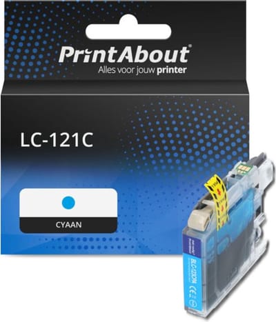 PrintAbout huismerk Inktcartridge LC-121C Cyaan Geschikt voor Brother