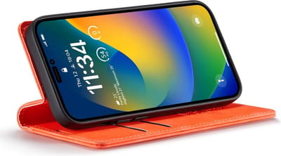 iPhone 14 Pro Max Bookcase hoesje - CaseMe - Effen Oranje - Kunstleer