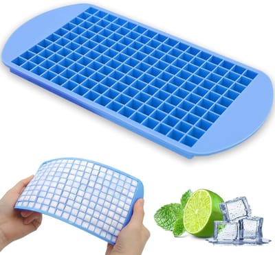 Siliconen mini-ijsblokjesvorm,160IJsblokjesvormen laten kleine ijsblokjes gemakkelijk los-blauw