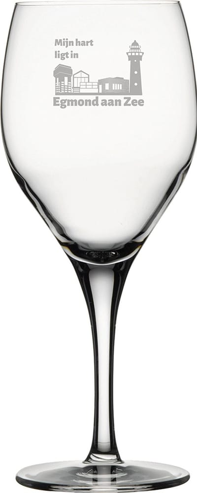 Gegraveerde witte wijnglas 34cl Egmond aan Zee