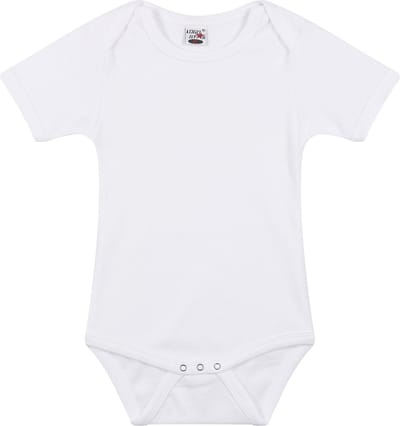 Basic rompertje voor babys - wit - katoen - 240 grams - baby kleding - kraamcadeau - korte mouwen 56