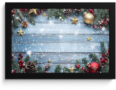 Poster in lijst - Fotolijst 30x20 cm - Posters - Kerstomlijsting - Sneeuw - Meerkleurig - Posterlijst zwart - Decoratie - Wanddecoratie woonkamer - Muurdecoratie slaapkamer - Kerstversiering - Kerstdecoratie voor binnen - Kerstmis
