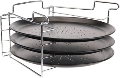 Cookinglife Pizza Bakplaat Ø 32 cm Metaal - Non Stick Set 4-delig