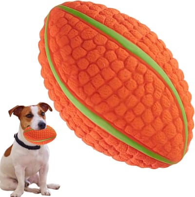 Ynkkvre - Honden-speelgoed - Interactief hondenspeelgoed - Apporteerspeelgoed - Hondenbal - Kauwspeelgoed - Tandenverzorgingsfunctie - Antislip American Football design - Verbetert tandvleesgezondheid - Geschikt voor alle hondenrassen