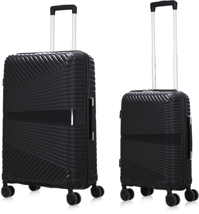 Mallorca Reiskofferset 2-delig - 39 en 93 liter - Handbagage en Ruimbagage - Zwart - Met Ingebouwd TSA Slot - Voor Vakanties en Weekendtrips
