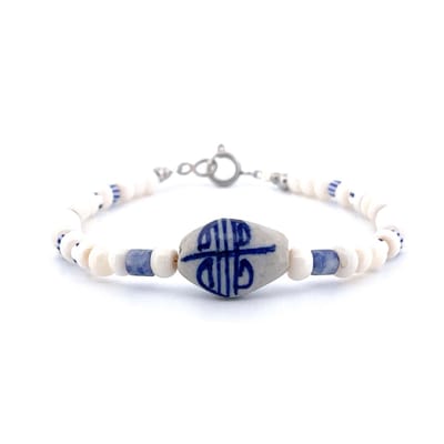 IbizaMen - heren armband - parelmoer - keramiek ovaal - 6mm - 21cm