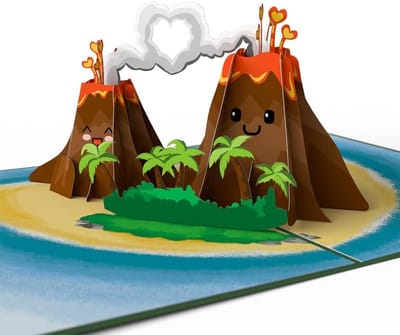 3D Pop-up Kaart - Wenskaart Vulkaan - Liefde Tonen - Handgemaakte Creatie - 5 x 7 inch - Ik Lava You